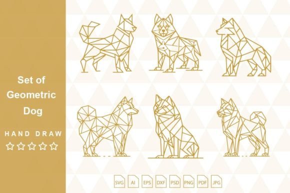 Download Set of Geometric Dog Polygonal Lines - Set Collection