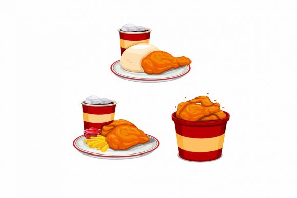 Download Fried Chicken Menu Symbol Set Vector - Set Collection
