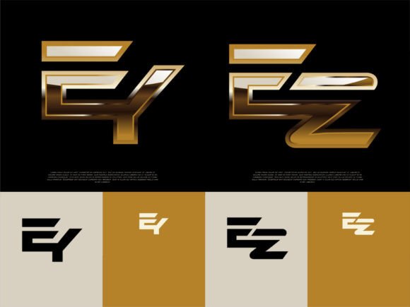 Download 2 Sets of EY-EZ Initials Luxury Logos - Set Collection