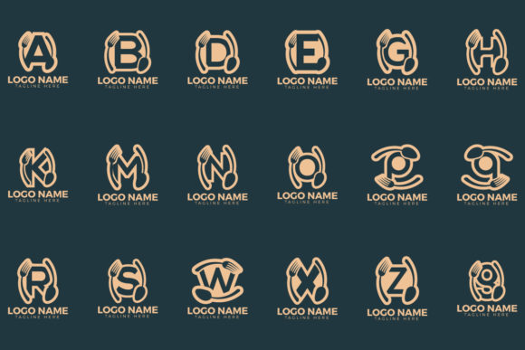 Download Restaurant with Letter Mark Logo Set - Set Collection