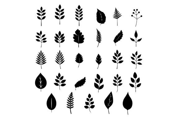 Download A Black Silhouette Leaf Symbol Set - Leaf Collection