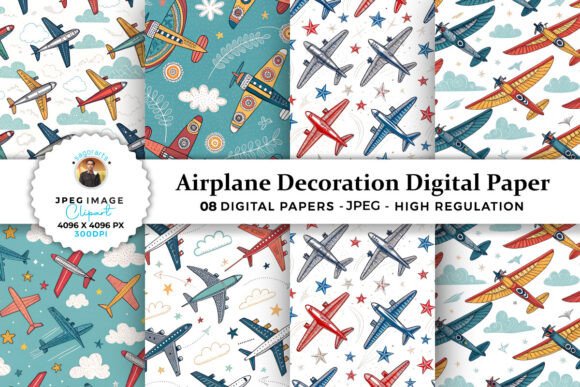 Download Airplane Decoration Digital Paper - Eco Collection