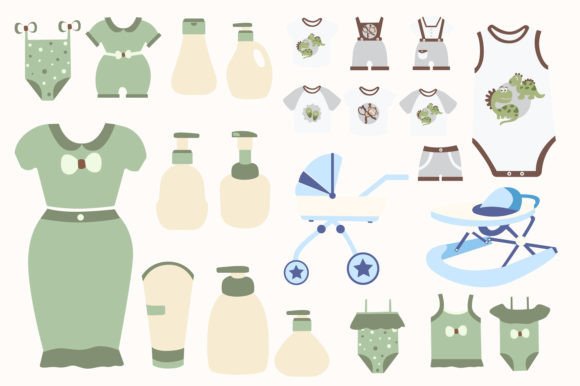 Download Clothes and Skincare for Kids Vector Set - Set Collection