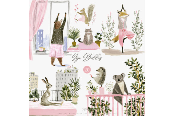 Download Yoga Critters Clipart Set - Set Collection