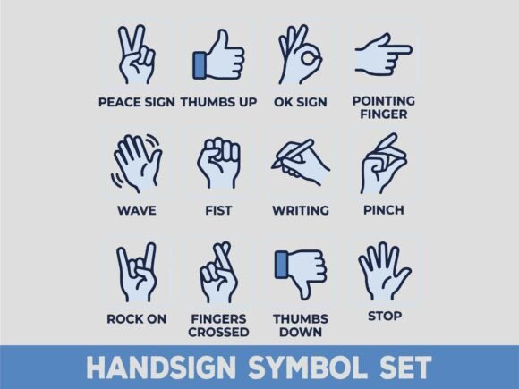 Download Minimalist Hand Signs Symbol Set SVG - Set Collection