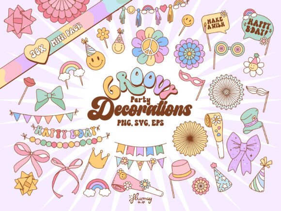 Download Groovy Retro Party Decoration Design Set - Eco Collection