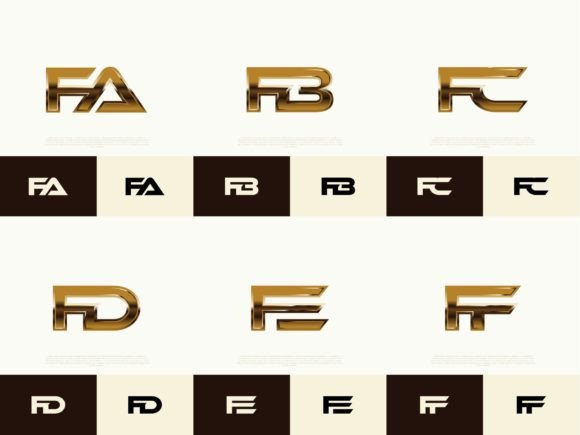 Download 6 Sets of FA-FF Initials Luxury Logos - Set Collection