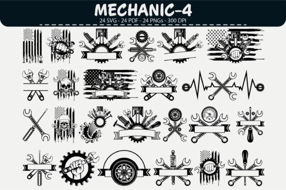 Download Mechanic Emblem Vector Set – 24 Designs - Set Collection